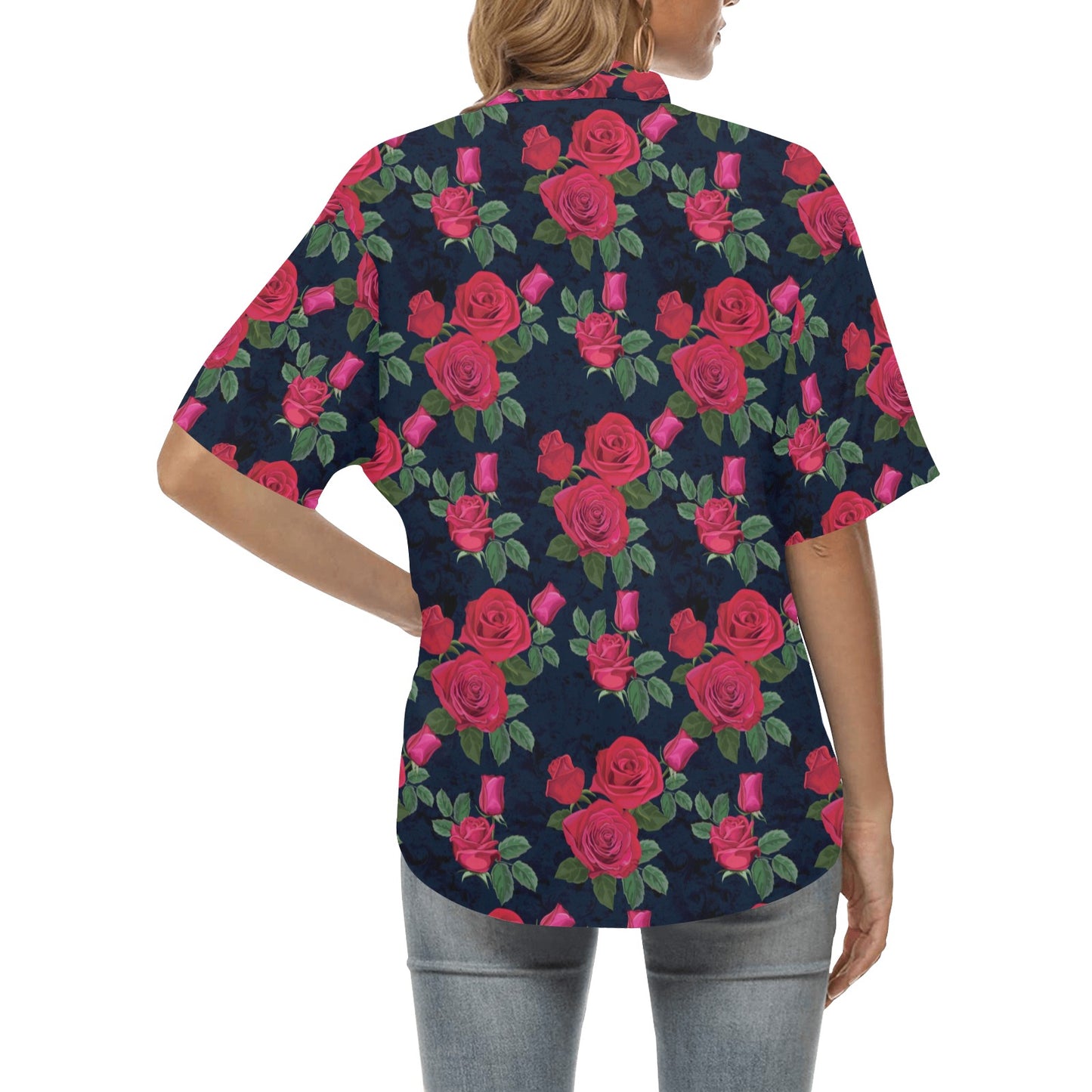 Rose Pattern Print Design A04 Women's Hawaiian Shirt
