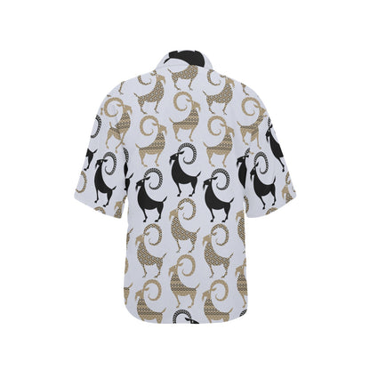 Goat Pattern Print Design 03 Women's Hawaiian Shirt