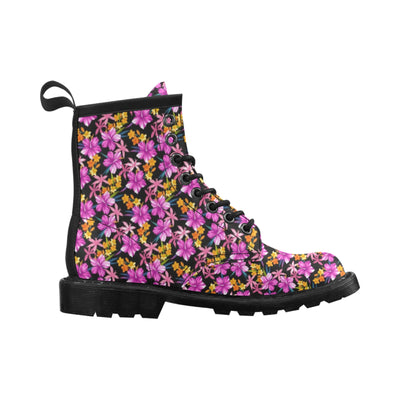 Tropical Folower Pink Hibiscus Print Women's Boots