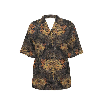 Gold Dragonfly Mandala Women's Hawaiian Shirt