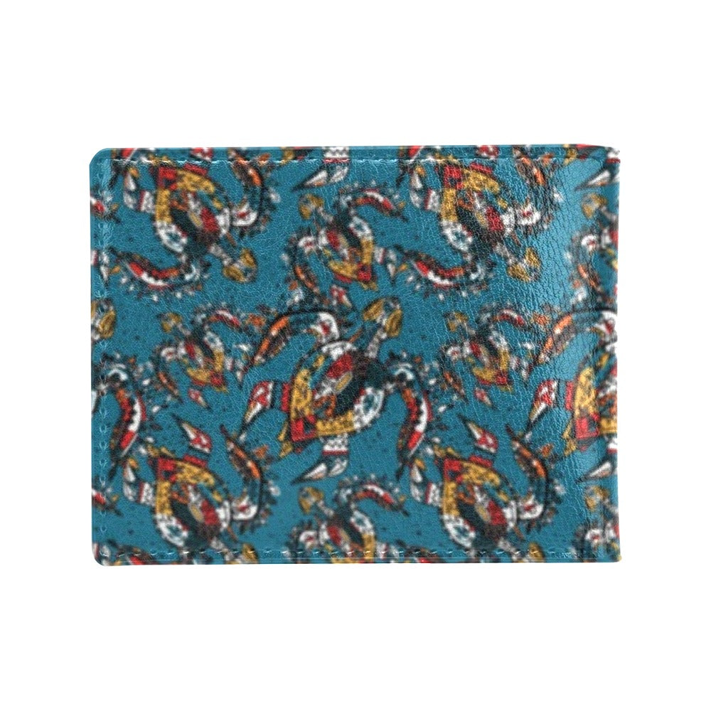 Sea Turtle Tribal Colorful Hand Drawn Men's ID Card Wallet
