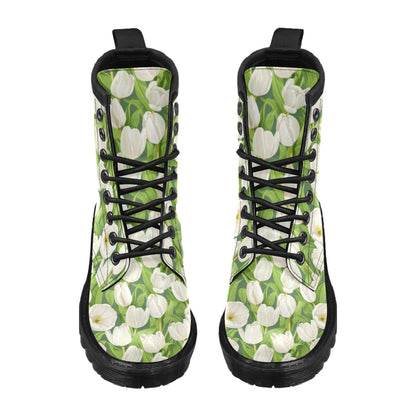 Tulip White Pattern Print Design TP05 Women's Boots