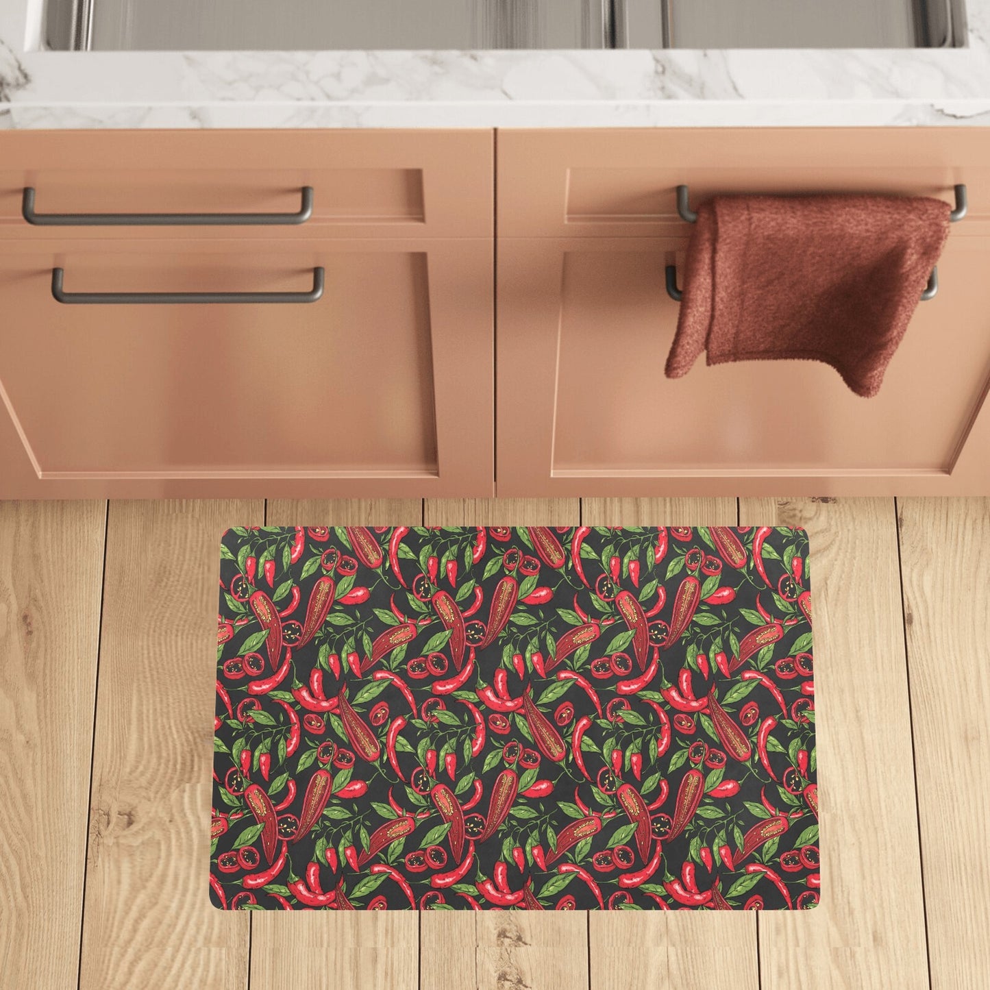 Chilli Pepper Pattern Print Design 02 Kitchen Mat