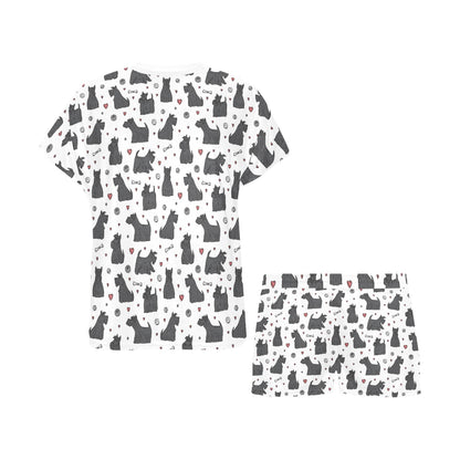 Scottish Terriers Print Design LKS3015 Women's Short Pajama Set