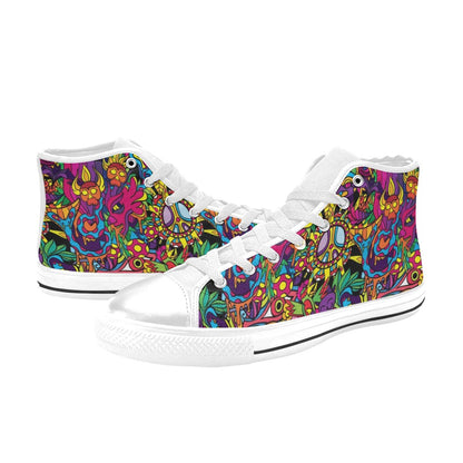 Trippy Print Design LKS304 High Top Women's White Shoes