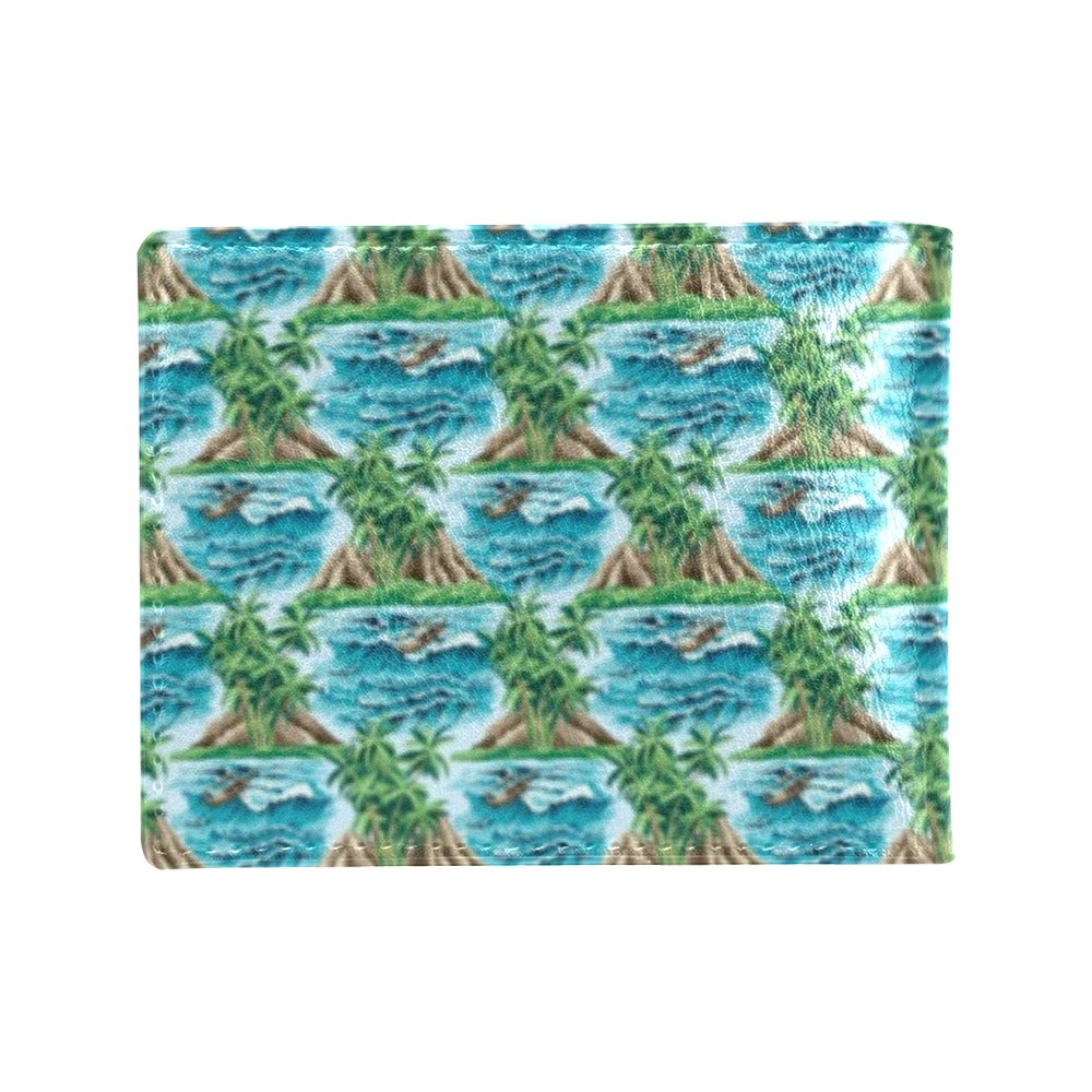 Palm Tree Hawaiian Themed Design Print Men's ID Card Wallet