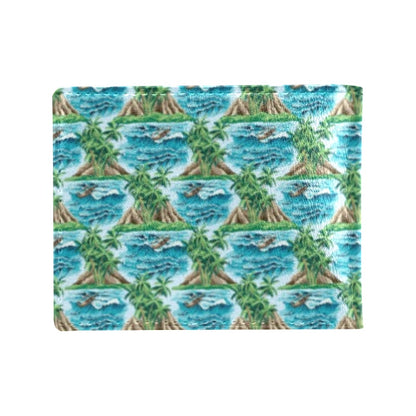 Palm Tree Hawaiian Themed Design Print Men's ID Card Wallet