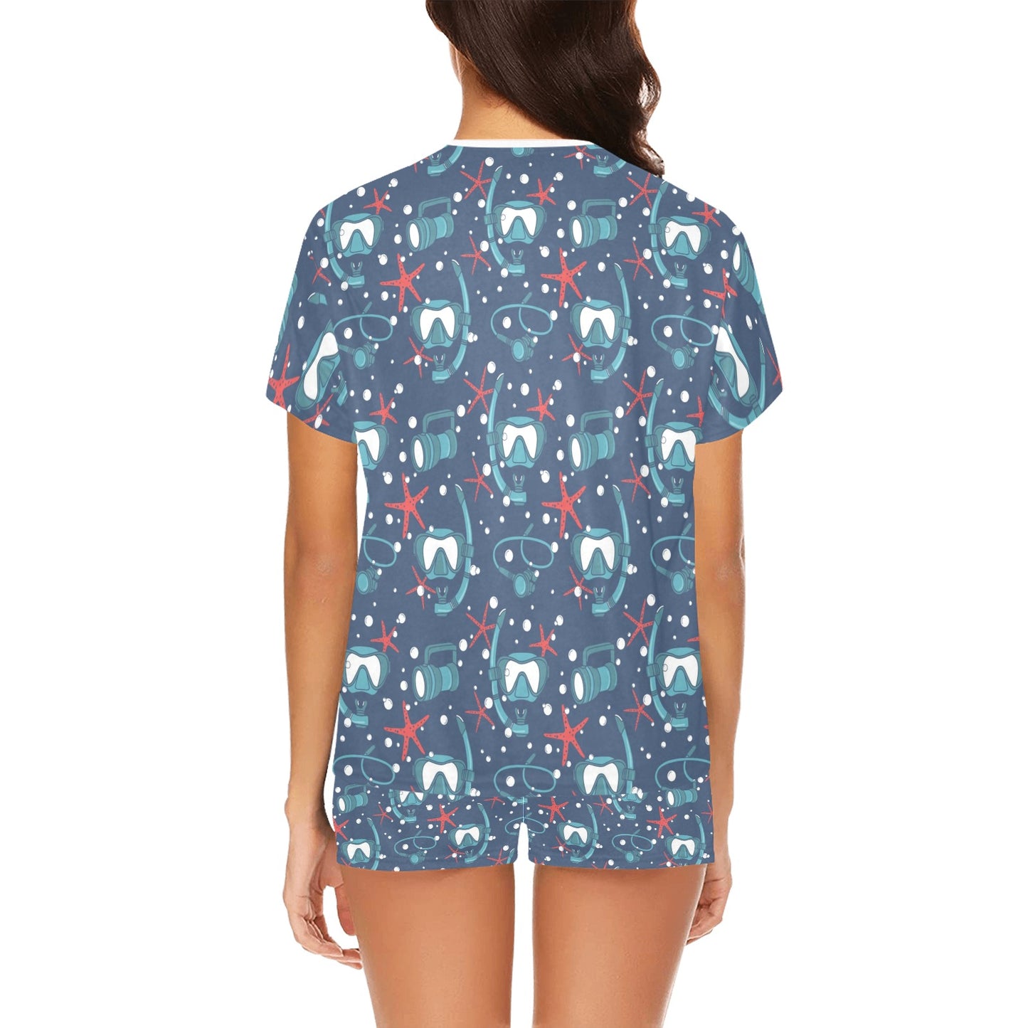 Scuba Equipment Print Design LKS302 Women's Short Pajama Set