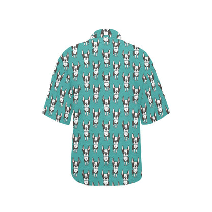 Boston Terrier Pattern Print Design 04 Women's Hawaiian Shirt