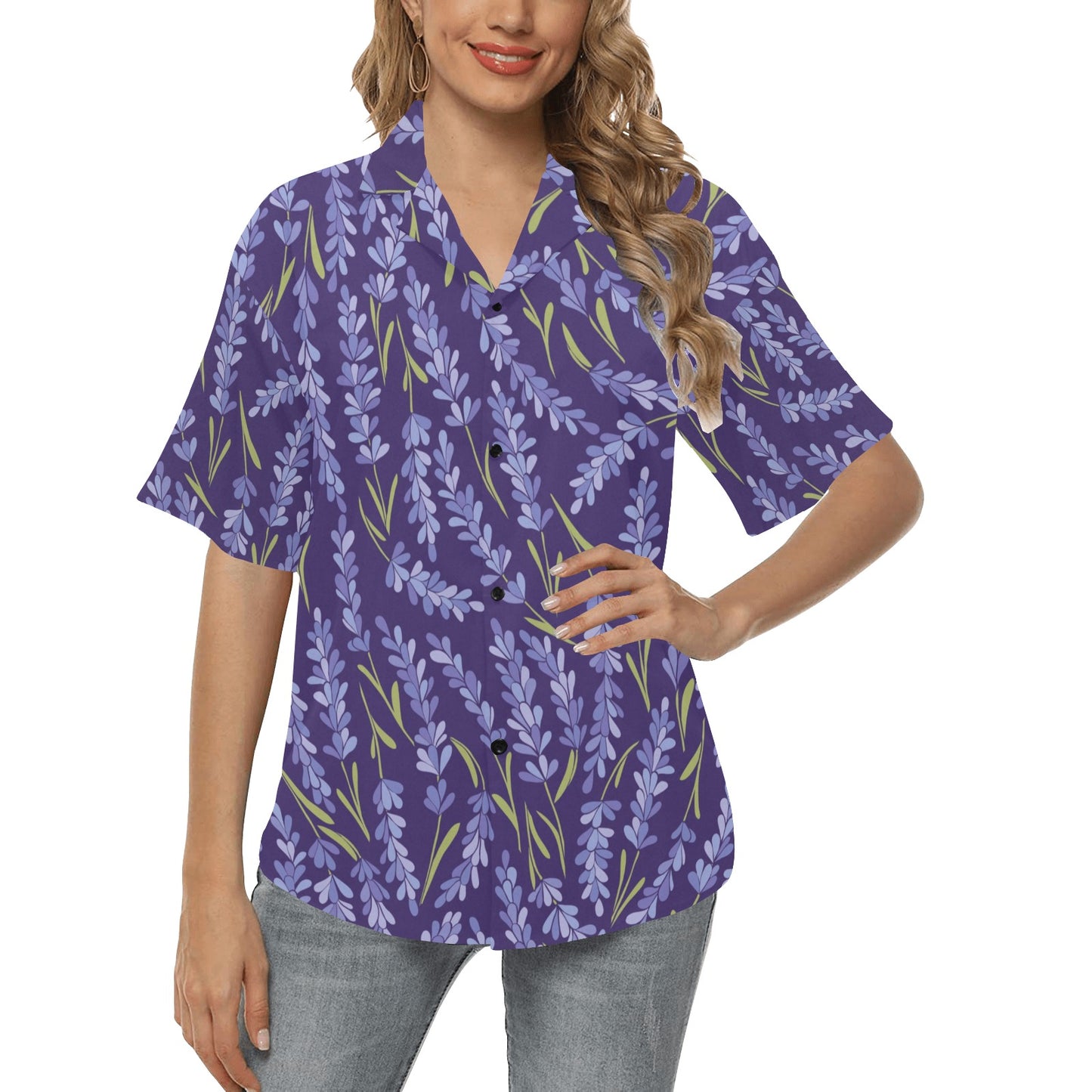 Lavender Pattern Print Design 03 Women's Hawaiian Shirt
