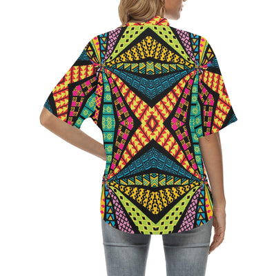 Kaleidoscope Pattern Print Design 05 Women's Hawaiian Shirt