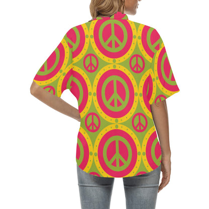 Peace Sign Pattern Print Design A01 Women's Hawaiian Shirt