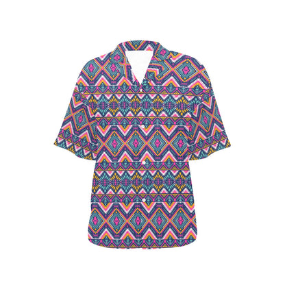 Indian Navajo Pink Themed Design Print Women's Hawaiian Shirt