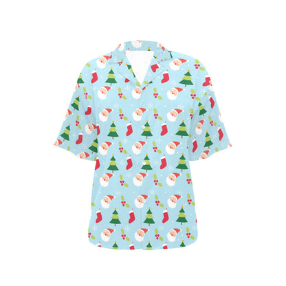 Santa Themed Print Design LKS301 Women's Hawaiian Shirt