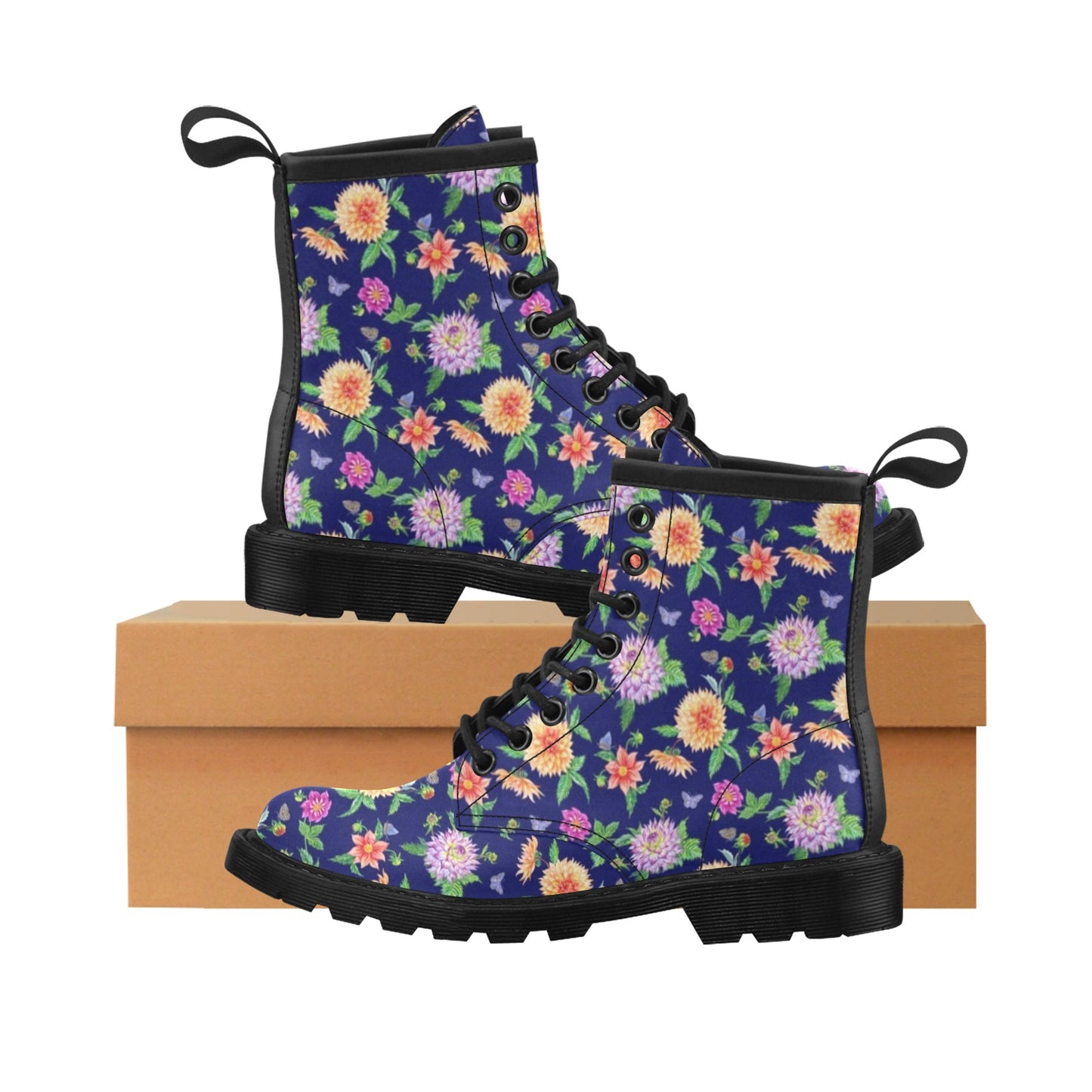 Dahlia Pattern Print Design DH010 Women's Boots