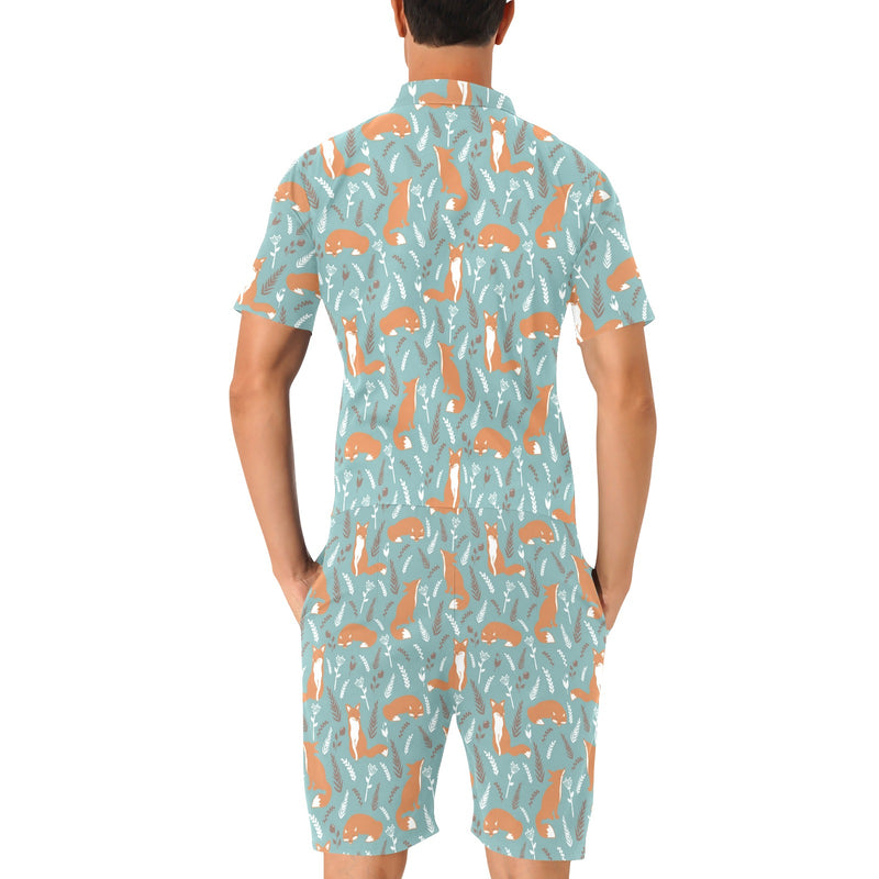 Fox Forest Print Pattern Men's Romper