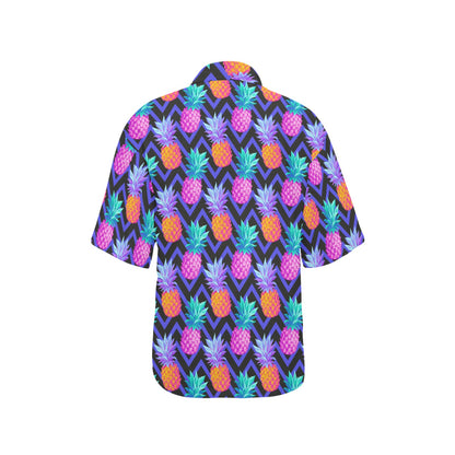 Pineapple Color Art Pattern Women's Hawaiian Shirt