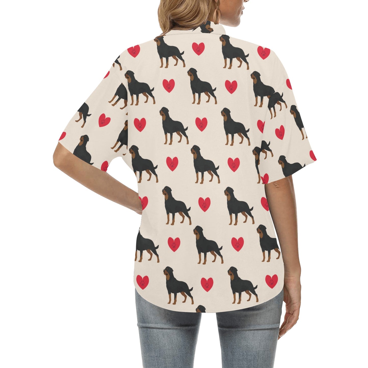 Rottweiler Pattern Print Design A02 Women's Hawaiian Shirt