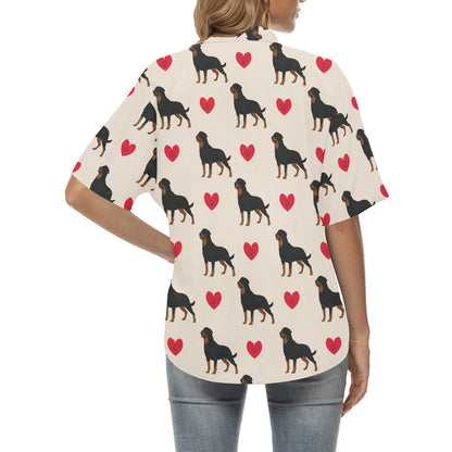 Rottweiler Pattern Print Design A02 Women's Hawaiian Shirt