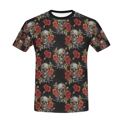 Spider Web Skull Rose Print Design LKS305 Men's All Over Print T-shirt