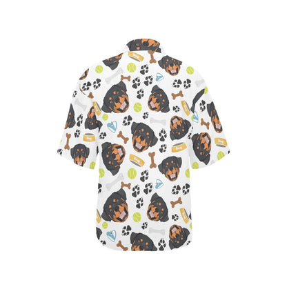 Rottweiler Pattern Print Design A04 Women's Hawaiian Shirt