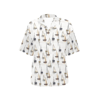 Sailboat Paint Pattern Print Design LKS307 Women's Hawaiian Shirt