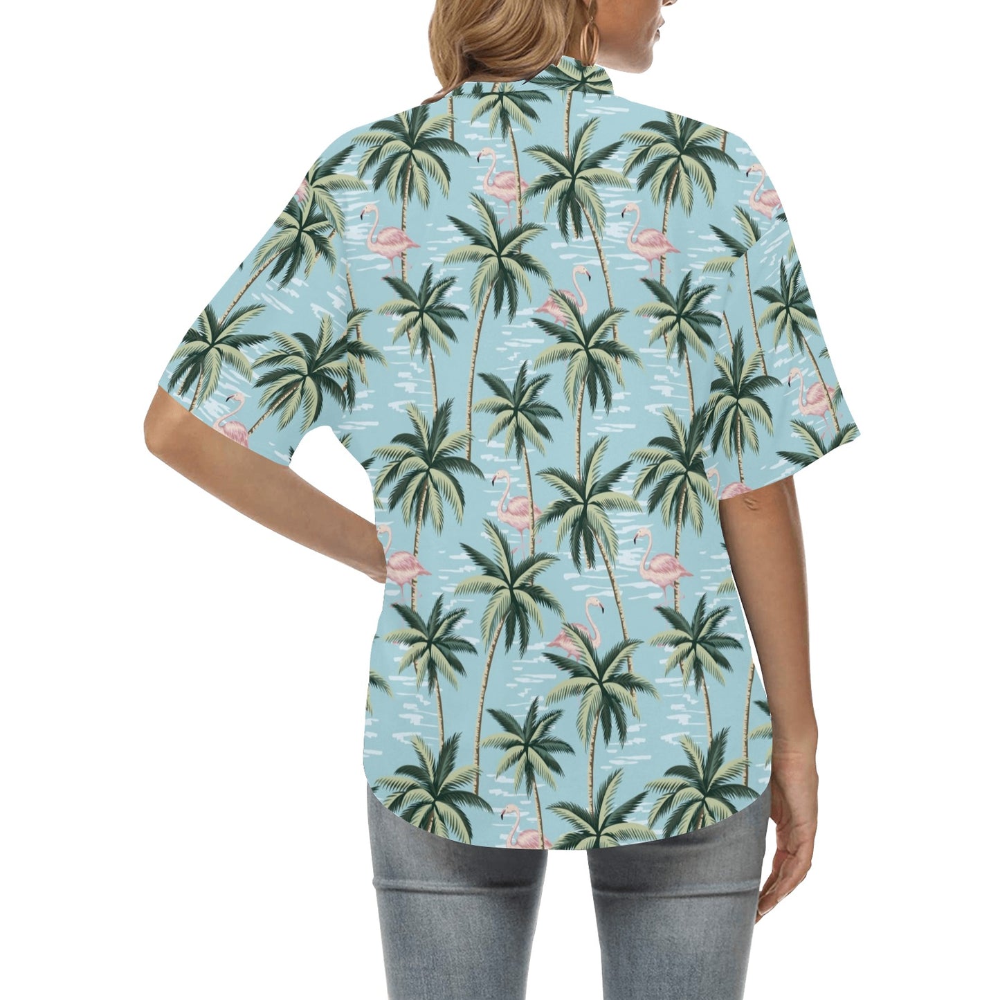 Palm Tree Pattern Print Design PT05 Women's Hawaiian Shirt
