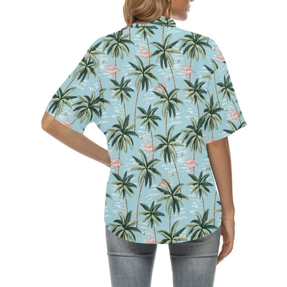 Palm Tree Pattern Print Design PT05 Women's Hawaiian Shirt