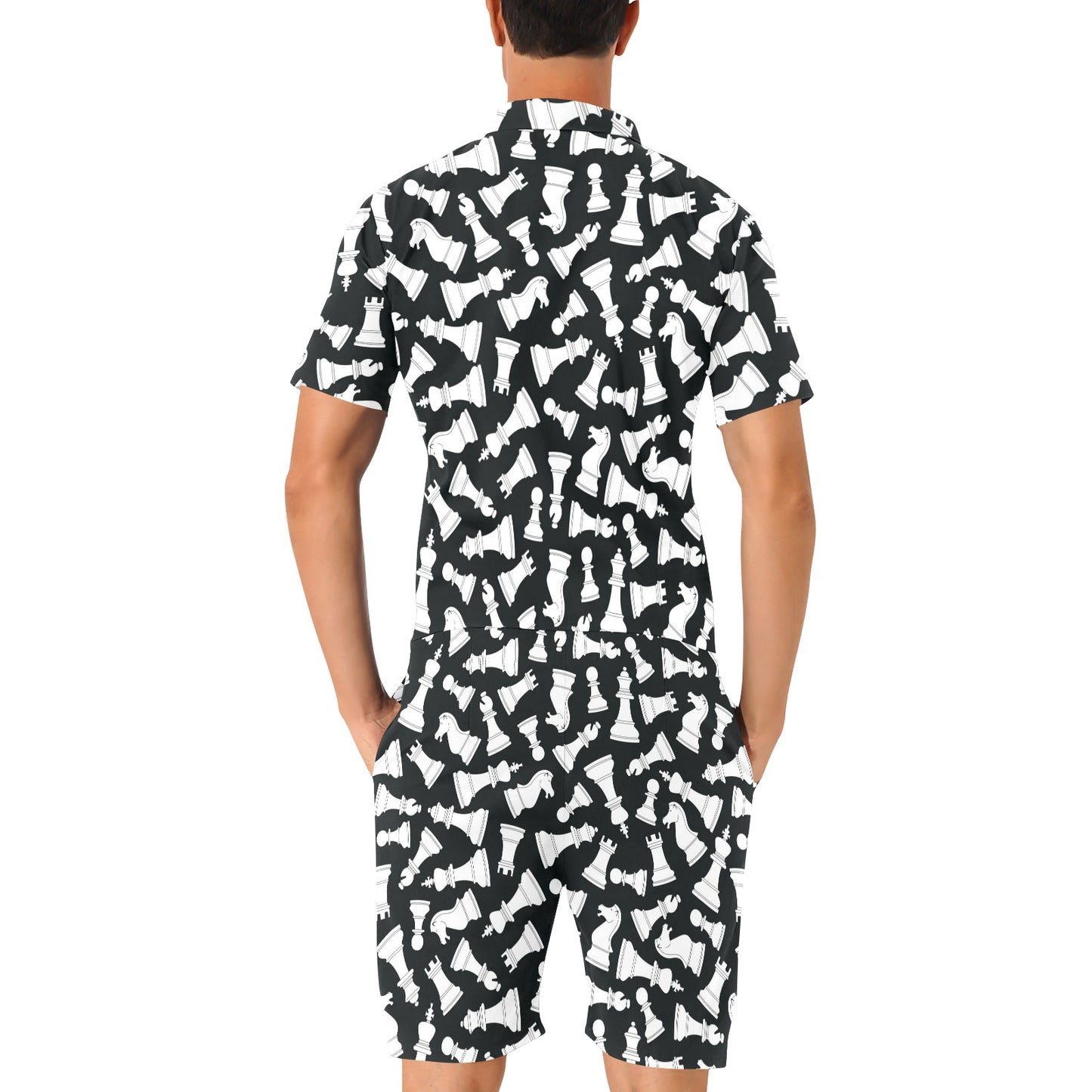 Chess Pattern Print Design 01 Men's Romper