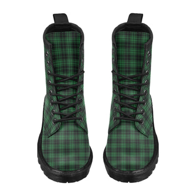 Green Tartan Plaid Pattern Women's Boots