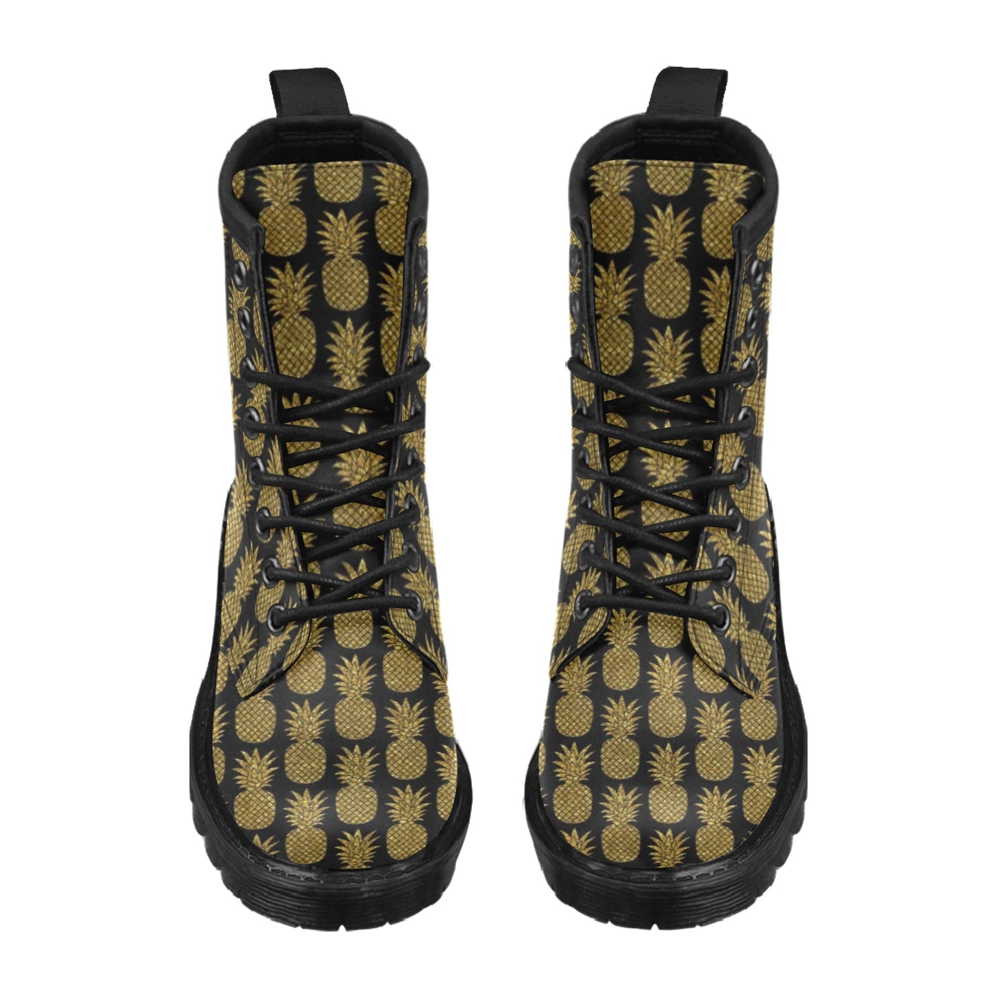 Gold Pineapple Pattern Print Design PP011 Women's Boots
