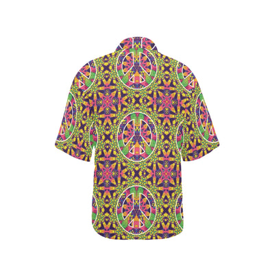 Peace Sign Pattern Print Design A04 Women's Hawaiian Shirt