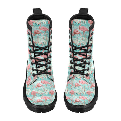 Flamingo Background Themed Print Women's Boots