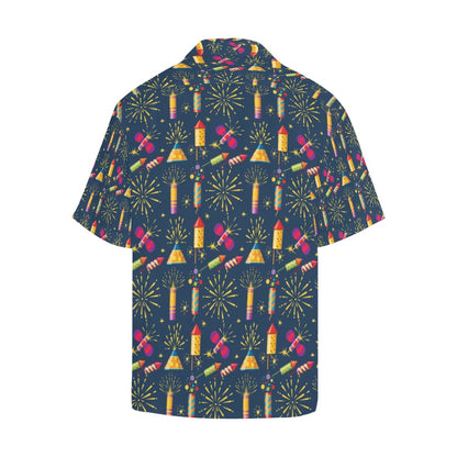Firework Sparkling Rockets Print Design LKS306 Men's Hawaiian Shirt