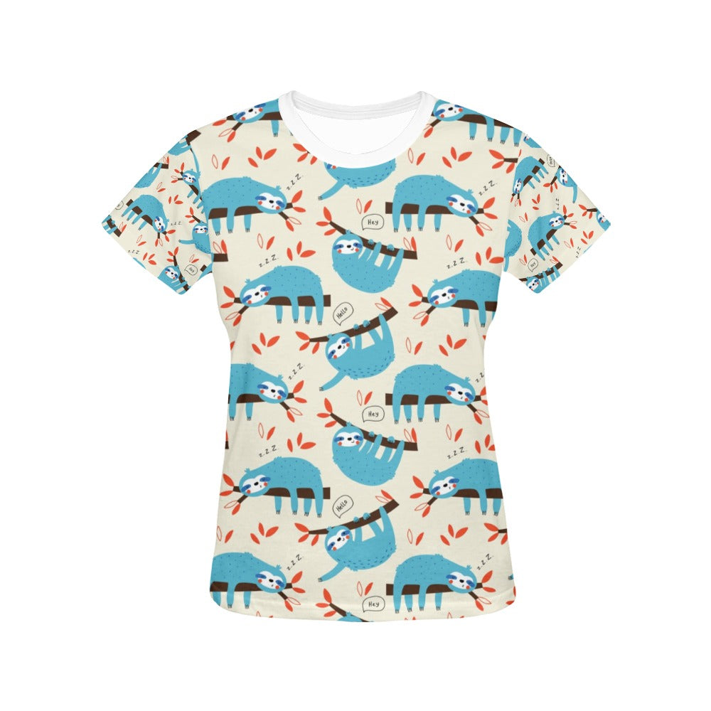 Sloth Print Design LKS3011 Women's  T-shirt