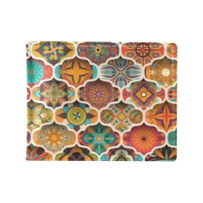 Mandala Mosaic Themed Design Print Men's ID Card Wallet