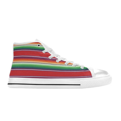 Serape Print Design LKS304 High Top Women's White Shoes