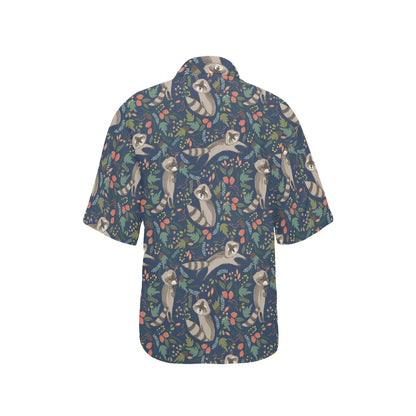 Raccoon Pattern Print Design A02 Women's Hawaiian Shirt
