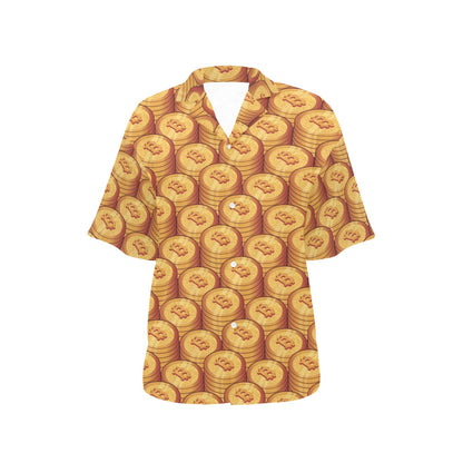 Bitcoin Pattern Print Design 02 Women's Hawaiian Shirt