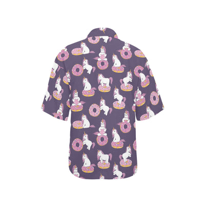 Donut Unicorn Pattern Print Design DN011 Women's Hawaiian Shirt