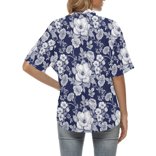 Floral Infrared Pattern Women's Hawaiian Shirt