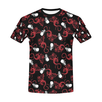 Skull With Red Dragon Print Design LKS304 Men's All Over Print T-shirt