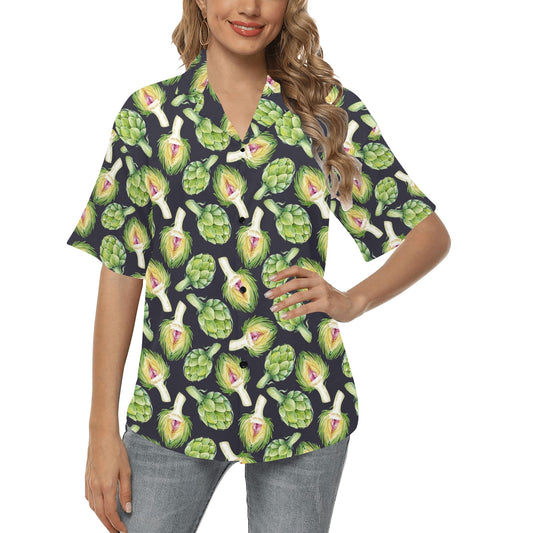 Artichoke Pattern Print Design 01 Women's Hawaiian Shirt