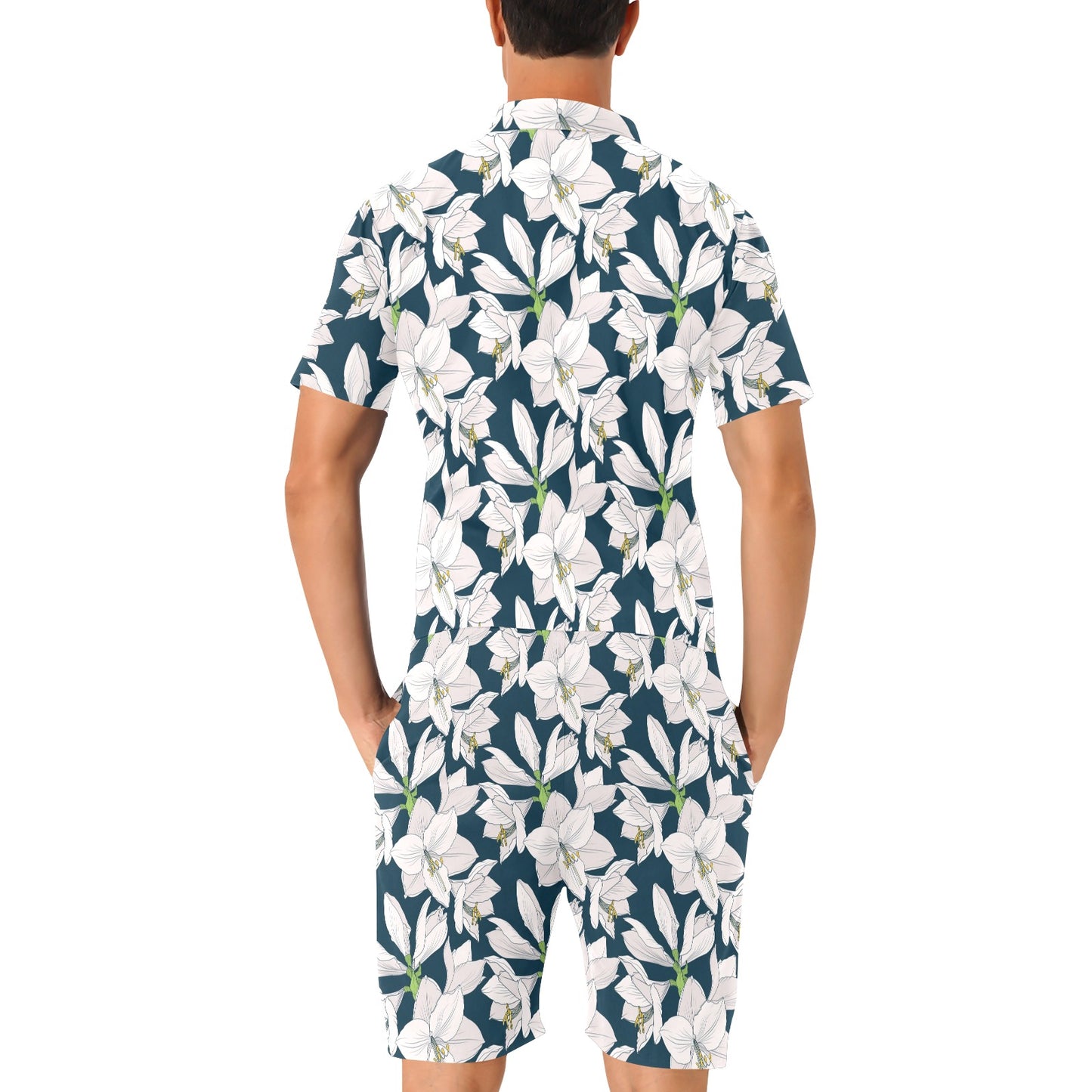 Amaryllis Pattern Print Design 01 Men's Romper