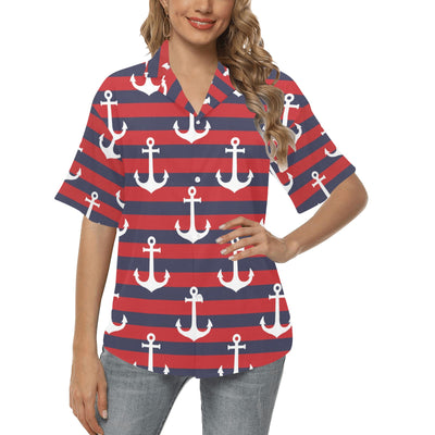 Nautical Pattern Print Design A05 Women's Hawaiian Shirt