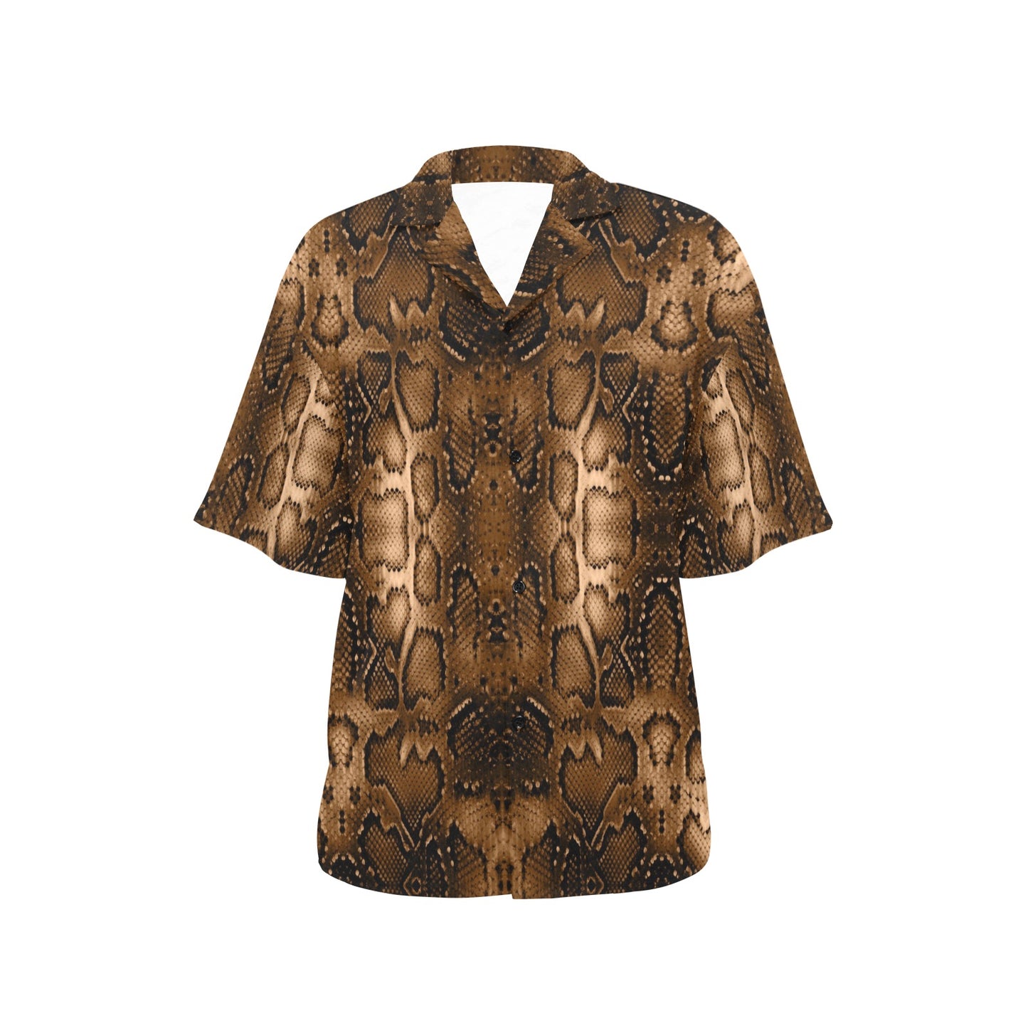 Snake Skin Brown Print Women's Hawaiian Shirt
