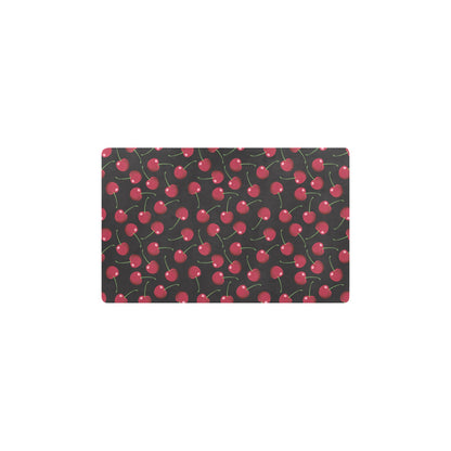 Cherry Black Background Kitchen Mat