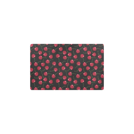 Cherry Black Background Kitchen Mat