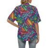 Feather Multicolor Design Print Women's Hawaiian Shirt