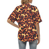 Flame Fire Themed Print Women's Hawaiian Shirt